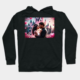 Valentine's Day, Couple of Color in a Magical Castle Land Hoodie